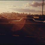 Original caption: "Midtown Skyline of New York City Seen From Queens. 08/74"